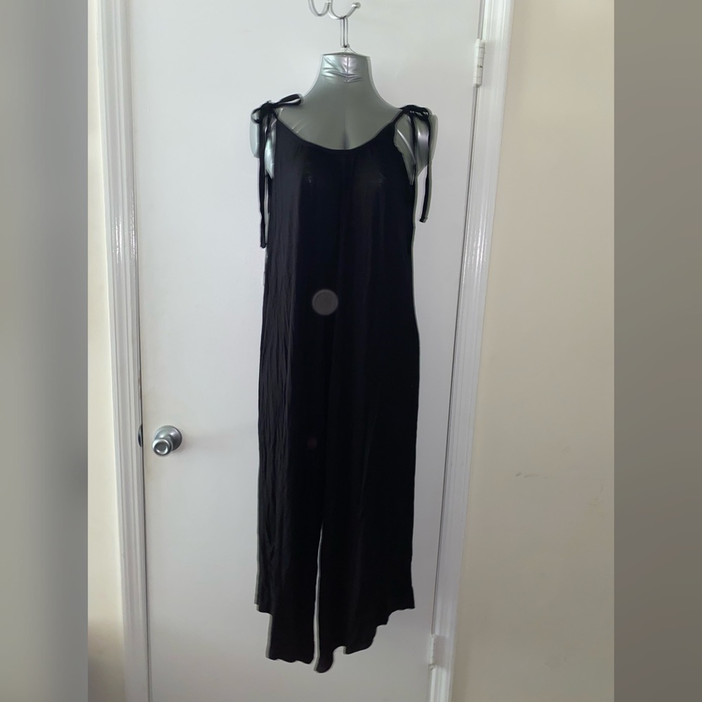 Black wide leg romper